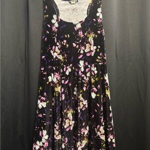 Hot Topic Black and Purple Floral Midi Dress